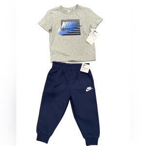 Nike Gray Tee and Navy Jogger Set Toddlers 3T